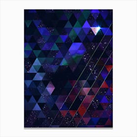Abstract Geometric Triangle Cosmic Space Pattern in Blue n.0002 Canvas Print
