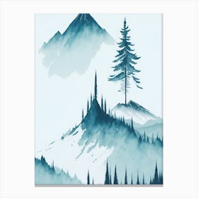 Mountain And Forest In Minimalist Watercolor Vertical Composition 339 Canvas Print