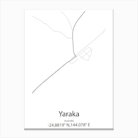 Yaraka,Australia Minimalist Map Canvas Print