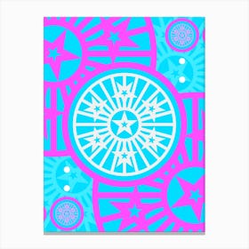 Geometric Glyph in White and Bubblegum Pink and Candy Blue n.0058 Canvas Print