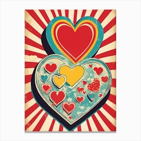 Retro Hearts 5 Canvas Print