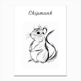 B&W Chipmunk Poster Canvas Print