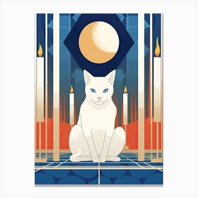 White Cat Tarot Card Illustration 0 Canvas Print