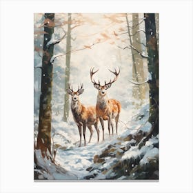 Winter Watercolour Deer 2 Canvas Print