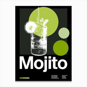 Mid Century Dark Mojito Cocktail Canvas Print
