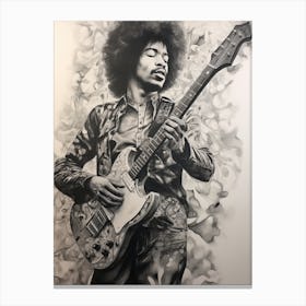 Jimi Hendrix B&W 5 Canvas Print