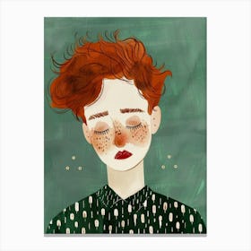 Illustration Of A Girl With Red Hair 2 Canvas Print