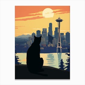 Seattle, United States Skyline With A Cat 1 Canvas Print