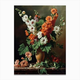 Baroque Floral Still Life Hollyhock 3 Canvas Print