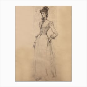 Victorian Woman Traditional Dress Study Canvas Print