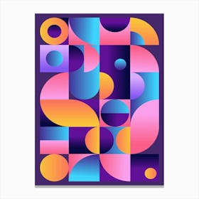 Synthwave Bauhaus Neon poster #1 (dark purple-pink) — abstract poster, retrowave print 2 Canvas Print