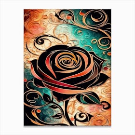 Black Rose Painting Canvas Print