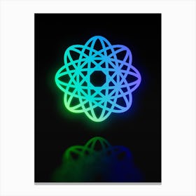 Neon Blue and Green Geometric Glyph Abstract on Black n.0062 Canvas Print