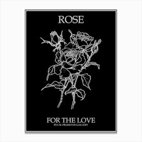Black And White Rose Line Drawing 2 Poster Inverted Canvas Print