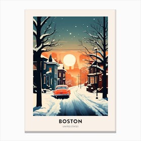 Winter Night  Travel Poster Boston Usa 4 Canvas Print