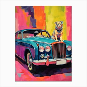 Rolls Royce Silver Shadow Vintage Car With A Dog, Matisse Style Painting 1 Canvas Print