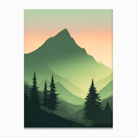 Misty Mountains Vertical Composition In Green Tone 193 Canvas Print