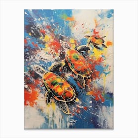 Turtles Abstract Expressionism 3 Canvas Print