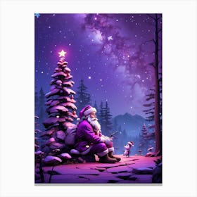 Santa Claus And Christmas Tree Canvas Print
