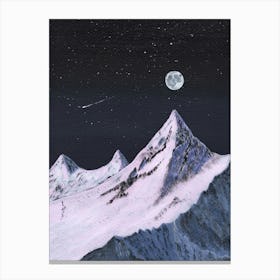 Full moon over the mountain Canvas Print