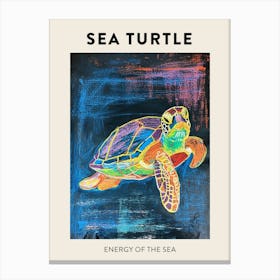 Sea Turtle Crayon Ocean Doodle Poster 1 Canvas Print