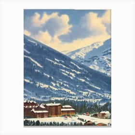 Les Deux Alpes, France Ski Resort Vintage Landscape 2 Skiing Poster Canvas Print