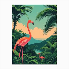 Greater Flamingo Argentina Tropical Illustration 1 Canvas Print