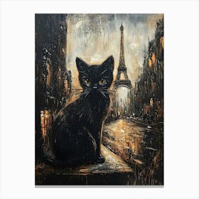 Black Cat In Paris 4 Canvas Print