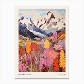 Mount Cook New Zealand 6 Colourful Mountain Illustration Poster Canvas Print