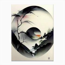 Landscapes Yin And Yang Japanese Ink Canvas Print