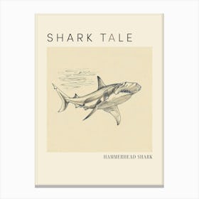 Vintage Hammerhead Shark Illustration 1 Poster Canvas Print