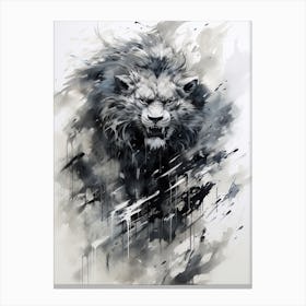 Lion Art Painting Japanese Ink Style 4 Canvas Print