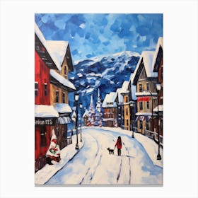 Cat In The Streets Of Banff   Canada With Snow 2 Canvas Print