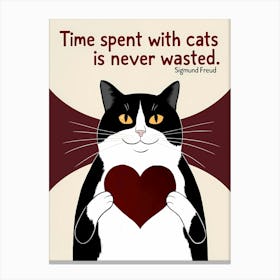 Time Spent With Cats Is Never Wasted - Sigmund Freud II Canvas Print