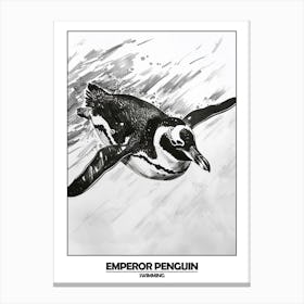 Penguin Swimming Poster 5 Canvas Print