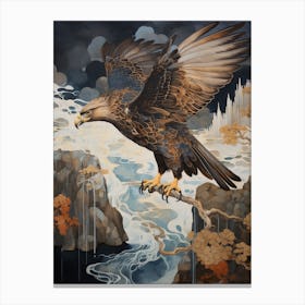 Red Tailed Hawk 1 Gold Detail Painting Canvas Print