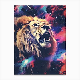 Lion Zodiac Retro Collage 4 Canvas Print