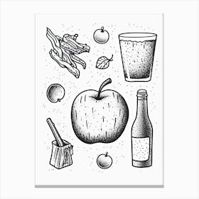 Juice Black And White Line Art Canvas Print