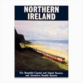 Northern Ireland, Vintage Railway Poster Canvas Print