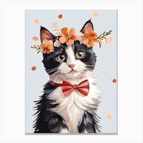 Calico Kitten Wall Art Print With Floral Crown Girls Bedroom Decor (23)  Canvas Print