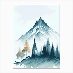Mountain And Forest In Minimalist Watercolor Vertical Composition 205 Canvas Print