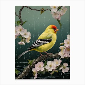 Ohara Koson Inspired Bird Painting American Goldfinch 2 Canvas Print