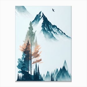 Mountain And Forest In Minimalist Watercolor Vertical Composition 195 Canvas Print