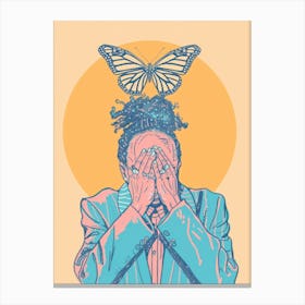 Butterfly On The Head Canvas Print