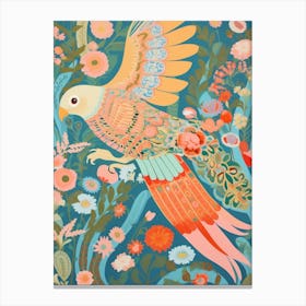 Maximalist Bird Painting Budgerigar 3 Canvas Print