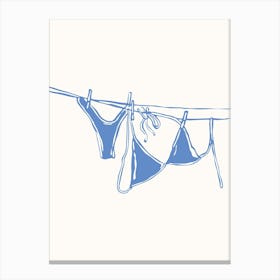 Blue Bikinis On Clothesline 1 Canvas Print