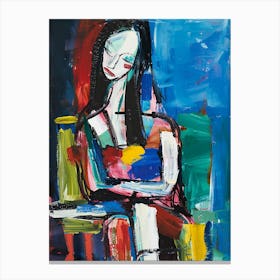 Woman Sitting On A Chair Canvas Print