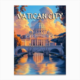 Vintage Vatican City Travel Poster Canvas Print