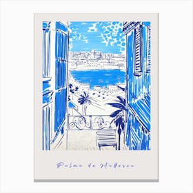 Palma De Mallorca Spain 2 Mediterranean Blue Drawing Poster Canvas Print