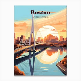Boston United States Cityscape Modern Travel Illustration Canvas Print